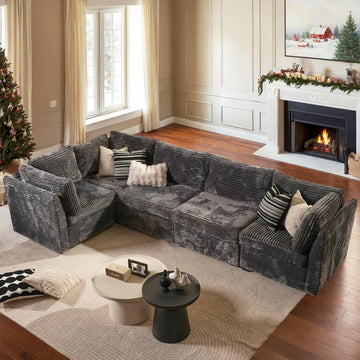 130.7" Modular Sectional Sofa Couch, L-Shaped Minimalist Couches with Convertible Chaise