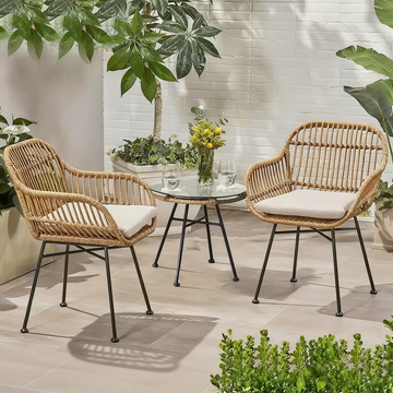 Balcony rattan chair three-piece set outdoor table and chair modern minimalist leisure courtyard outdoor Nordic rattan small coffee table combination