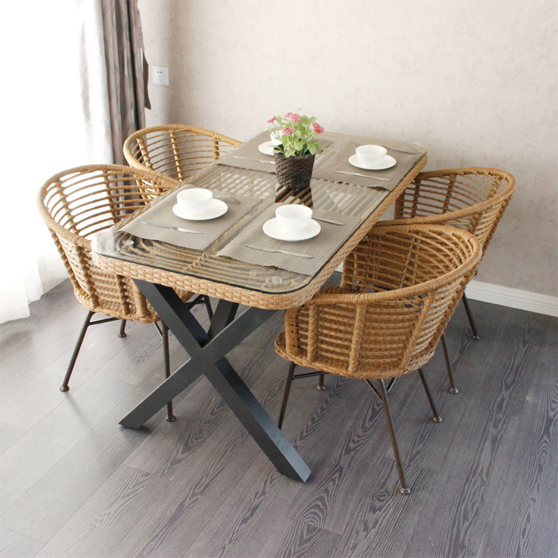 Outdoor Furniture Set: Garden Rattan Chairs for Outdoor Relaxation Waterproof and UV-Resistant Woven Rattan Table and Chairs for Patio and Balcony