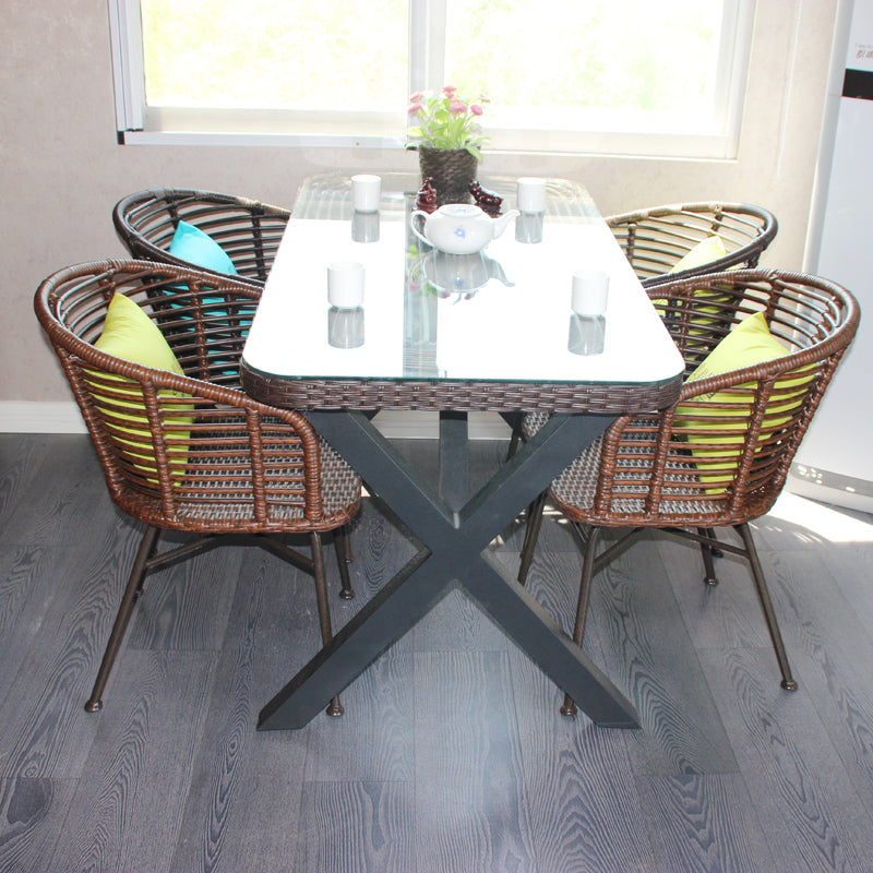 Outdoor Furniture Set: Garden Rattan Chairs for Outdoor Relaxation Waterproof and UV-Resistant Woven Rattan Table and Chairs for Patio and Balcony