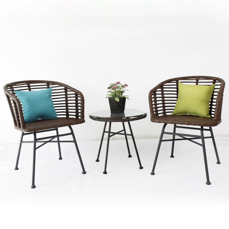 Outdoor Furniture Set: Garden Rattan Chairs for Outdoor Relaxation Waterproof and UV-Resistant Woven Rattan Table and Chairs for Patio and Balcony