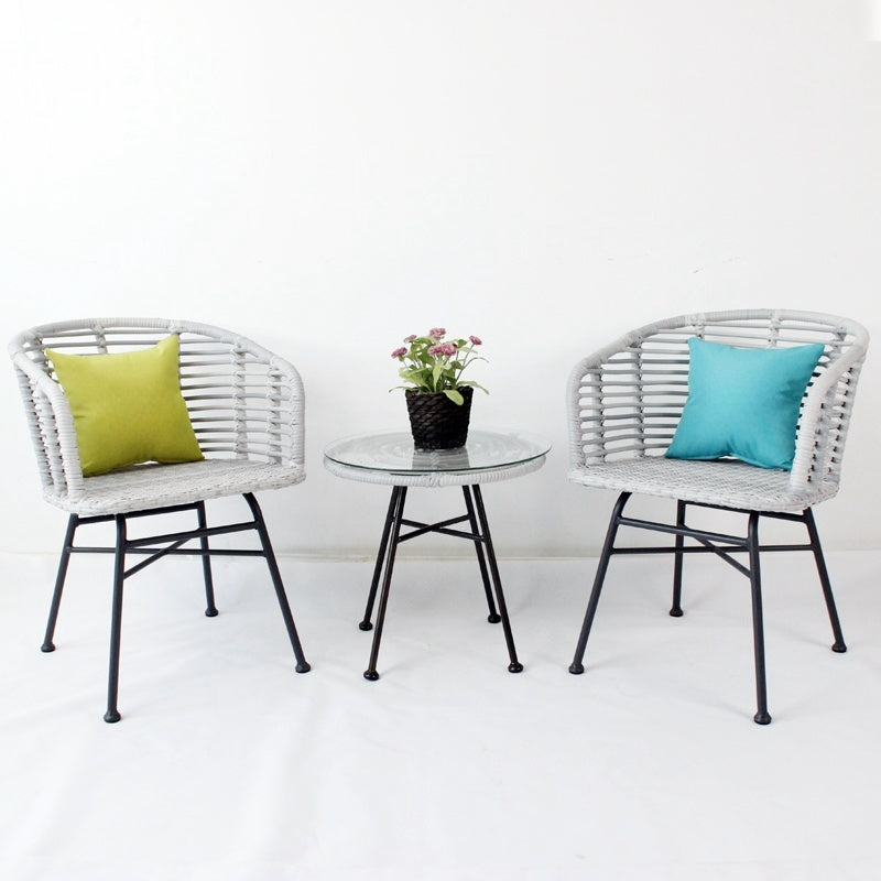 Outdoor Furniture Set: Garden Rattan Chairs for Outdoor Relaxation Waterproof and UV-Resistant Woven Rattan Table and Chairs for Patio and Balcony