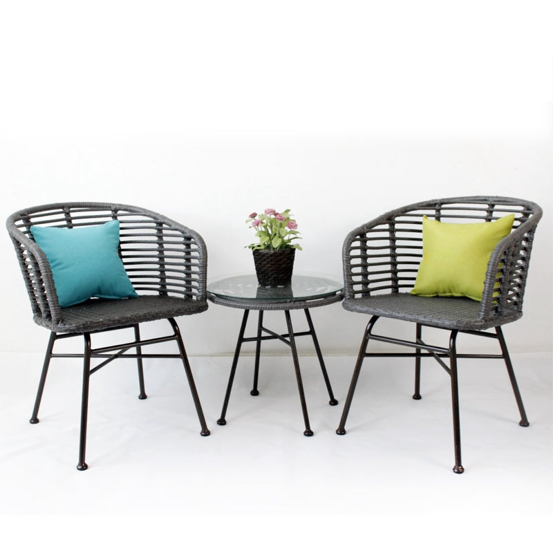 Outdoor Furniture Set: Garden Rattan Chairs for Outdoor Relaxation Waterproof and UV-Resistant Woven Rattan Table and Chairs for Patio and Balcony