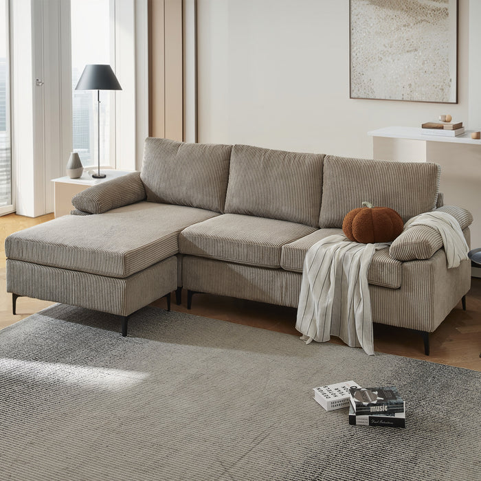 100.40" Reversible Chaise Sofa Wide-Wale Corduroy