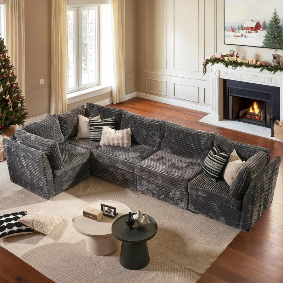 130.7" Modular Sectional Sofa Couch, L-Shaped Minimalist Couches with Convertible Chaise