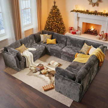 130.7" Modular Sectional Sofa Couch, U-Shaped Minimalist Couches with 2 Oversized Chaise