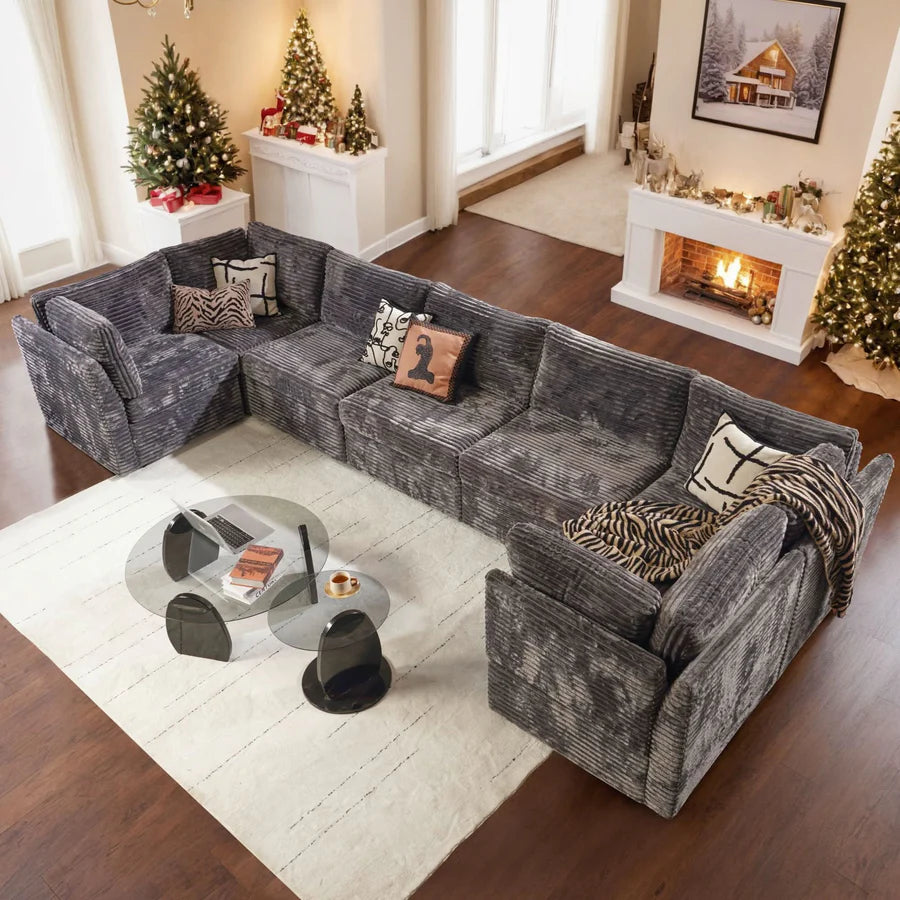 130.7" Modular Sectional Sofa Couch, U-Shaped Minimalist Couches with Oversized Chaise