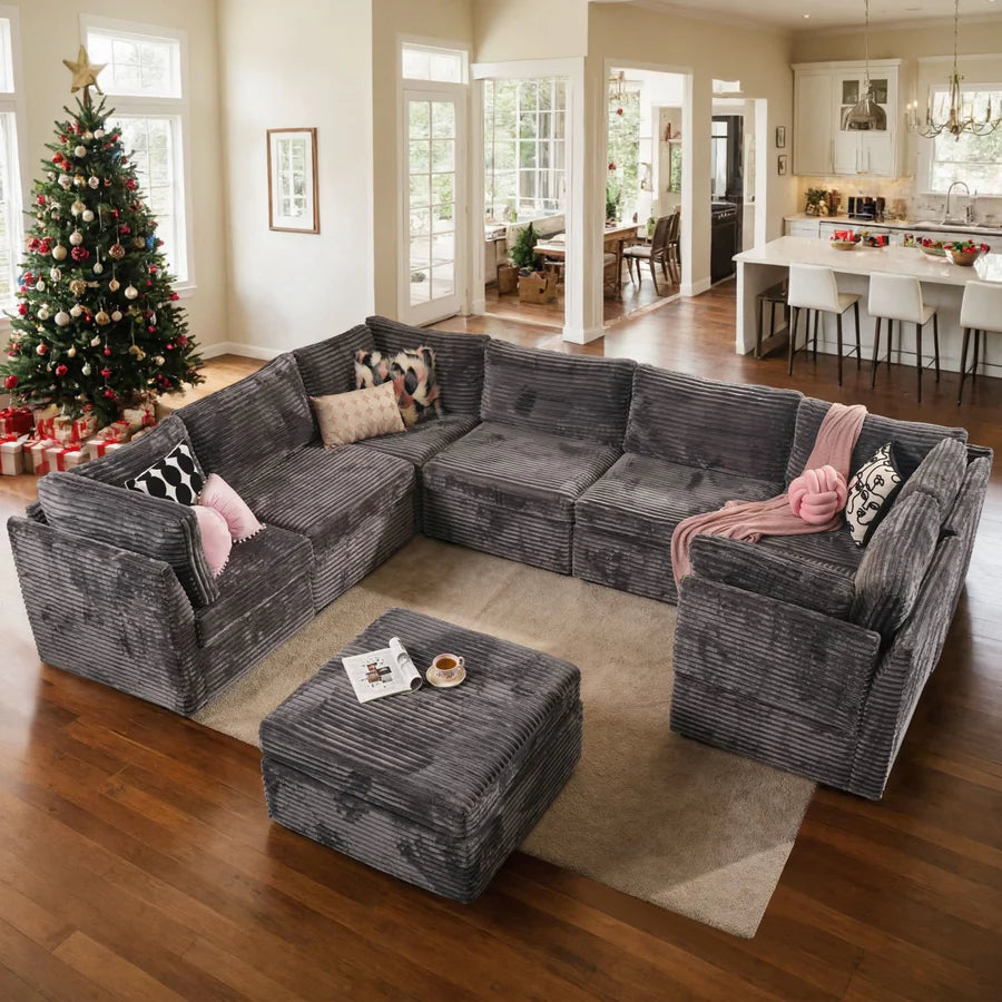 130.7" Modular Sectional Sofa Couch, U-Shaped Minimalist Couches with Sofa Bed Chaise