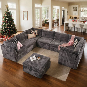 130.7" Modular Sectional Sofa Couch, U-Shaped Minimalist Couches with Sofa Bed Chaise