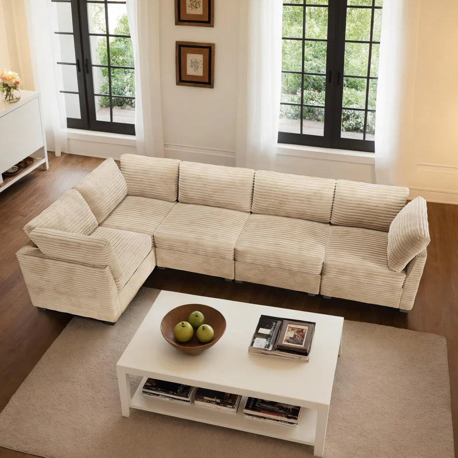 130.7" Modular Sectional Sofa Couch, L-Shaped Minimalist Couches with Convertible Chaise