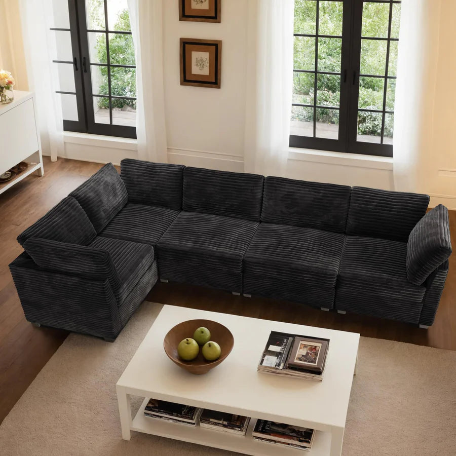 130.7" Modular Sectional Sofa Couch, L-Shaped Minimalist Couches with Convertible Chaise