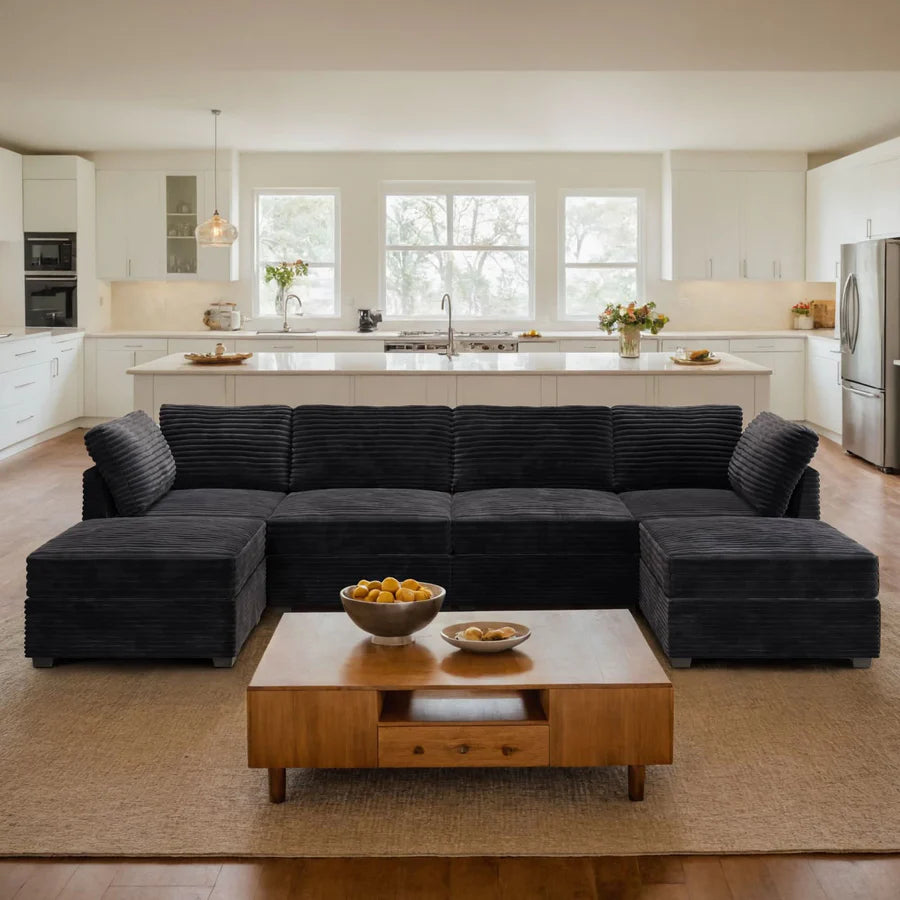 130.7" Modular Sectional Sofa Couch, U-Shaped Minimalist Couches with 2 Ottomans Chaise