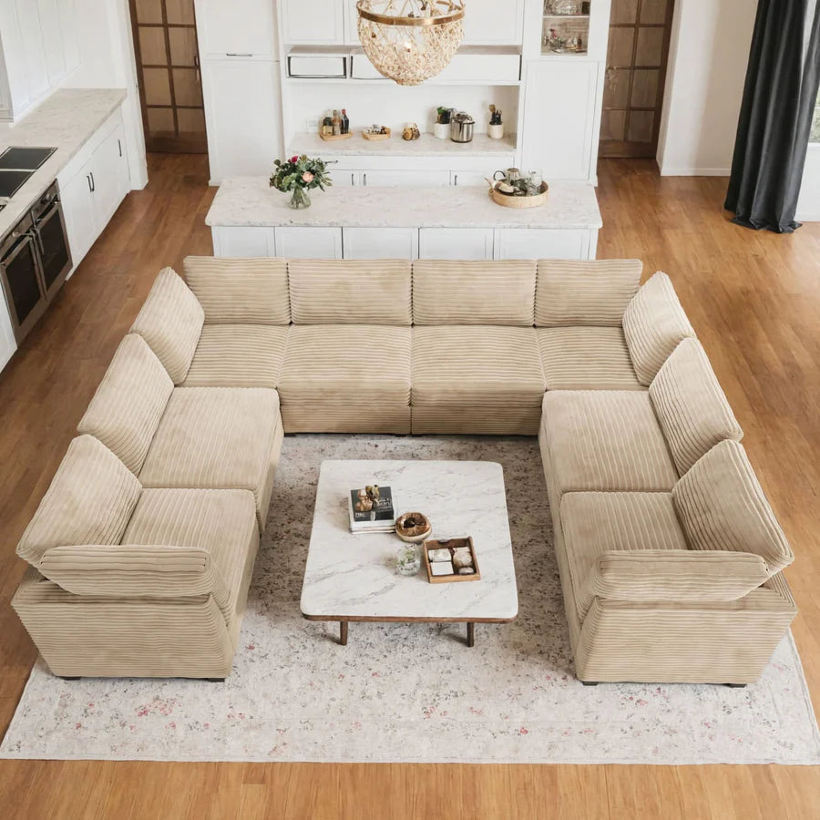 130.7" Modular Sectional Sofa Couch, U-Shaped Minimalist Couches with 2 Oversized Chaise