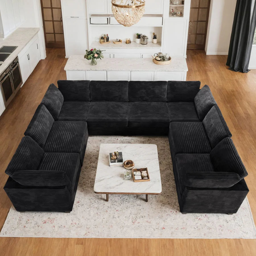 130.7" Modular Sectional Sofa Couch, U-Shaped Minimalist Couches with 2 Oversized Chaise