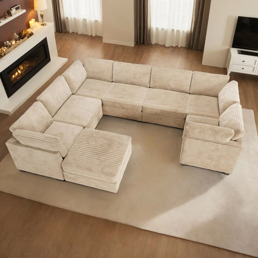 130.7" Modular Sectional Sofa Couch, U-Shaped Minimalist Couches with Sofa Bed Chaise