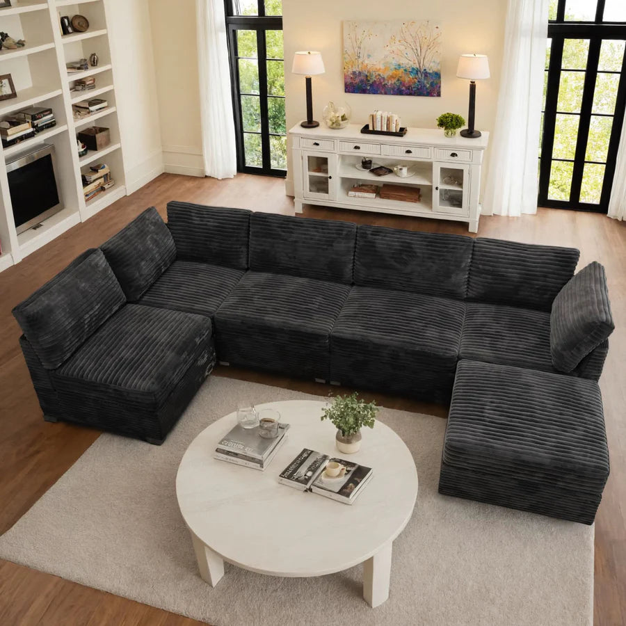130.7" Modular Sectional Sofa Couch, U-Shaped Minimalist Couches with Sofa Bed Chaise
