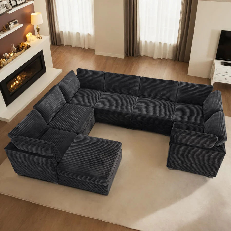 130.7" Modular Sectional Sofa Couch, U-Shaped Minimalist Couches with Sofa Bed Chaise