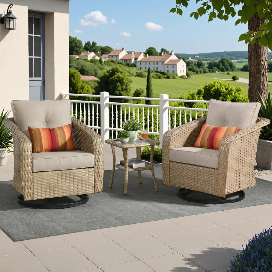 3 Pieces Patio Glider Chair Set, only table (no stools)