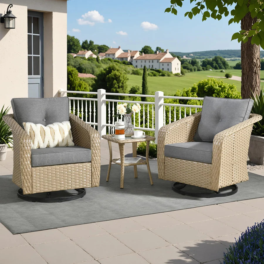 3 Pieces Patio Glider Chair Set, only table (no stools)