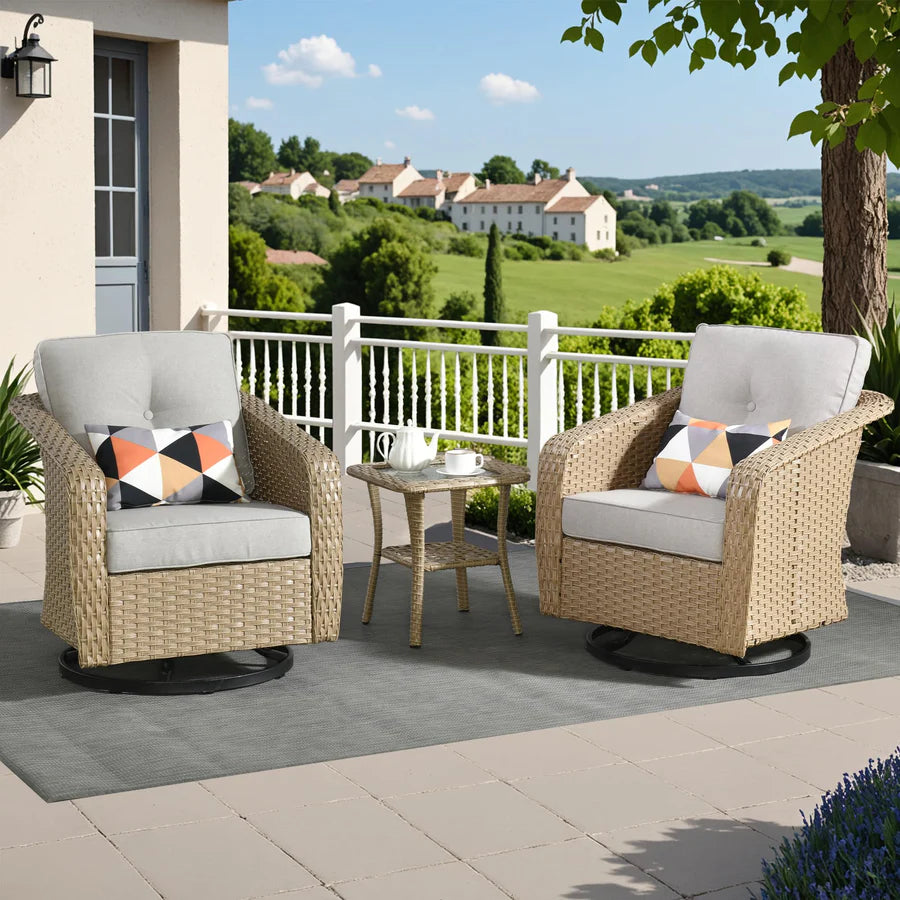 3 Pieces Patio Glider Chair Set, Outdoor Rocking Chairs of 2 (Table Not Included)