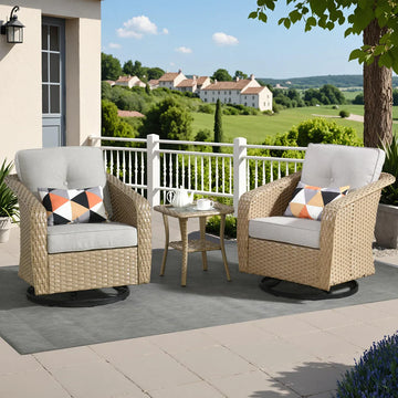 3 Pieces Patio Glider Chair Set, Outdoor Rocking Chairs of 2 and Table