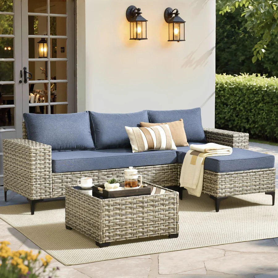 5 Pieces Patio Furniture Set Outdoor Sectional Sofa Couch with Comfy Cushions Deep Seat