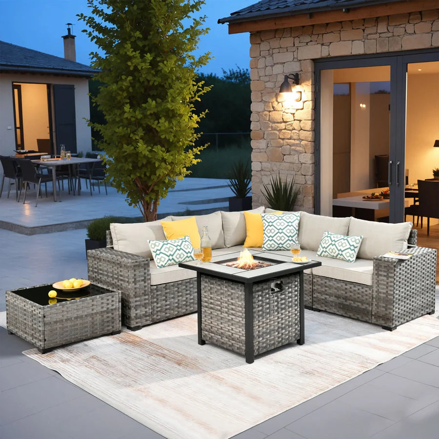 7-Piece Outdoor Furniture Set with 7.68'' Wide Armrests