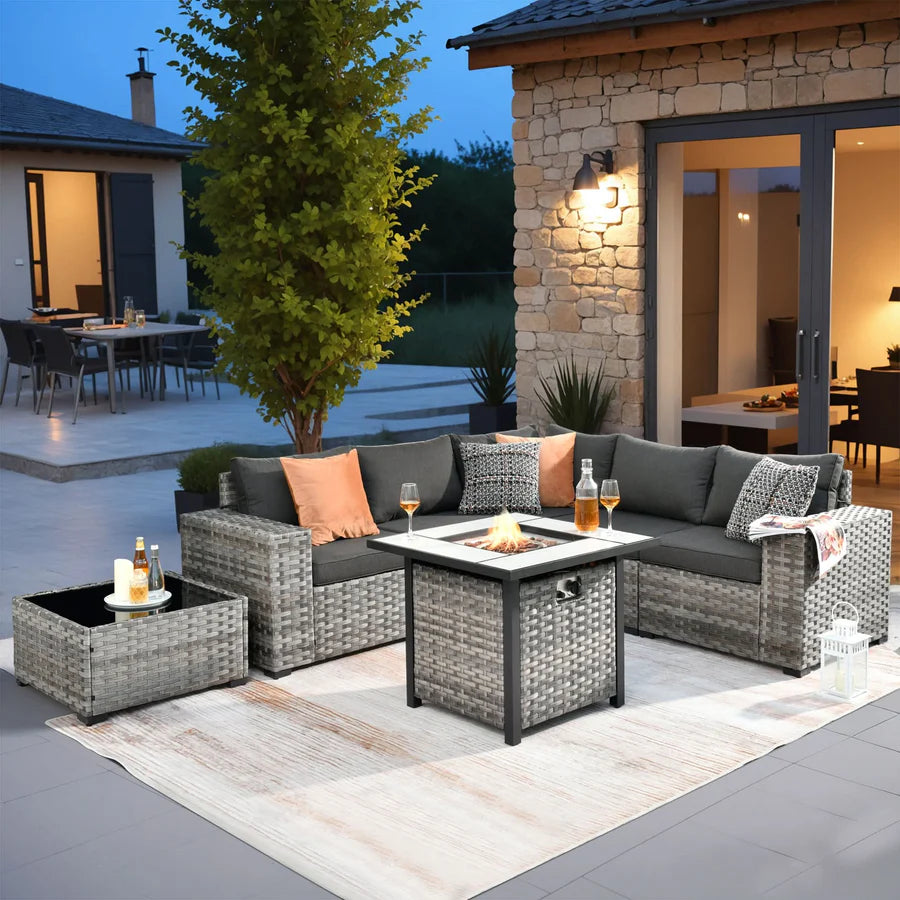 7-Piece Outdoor Furniture Set with 7.68'' Wide Armrests