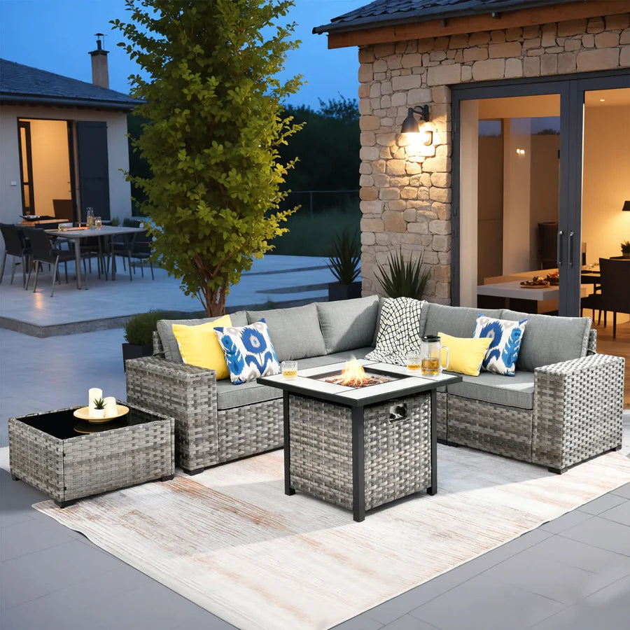 7-Piece Outdoor Furniture Set with 7.68'' Wide Armrests