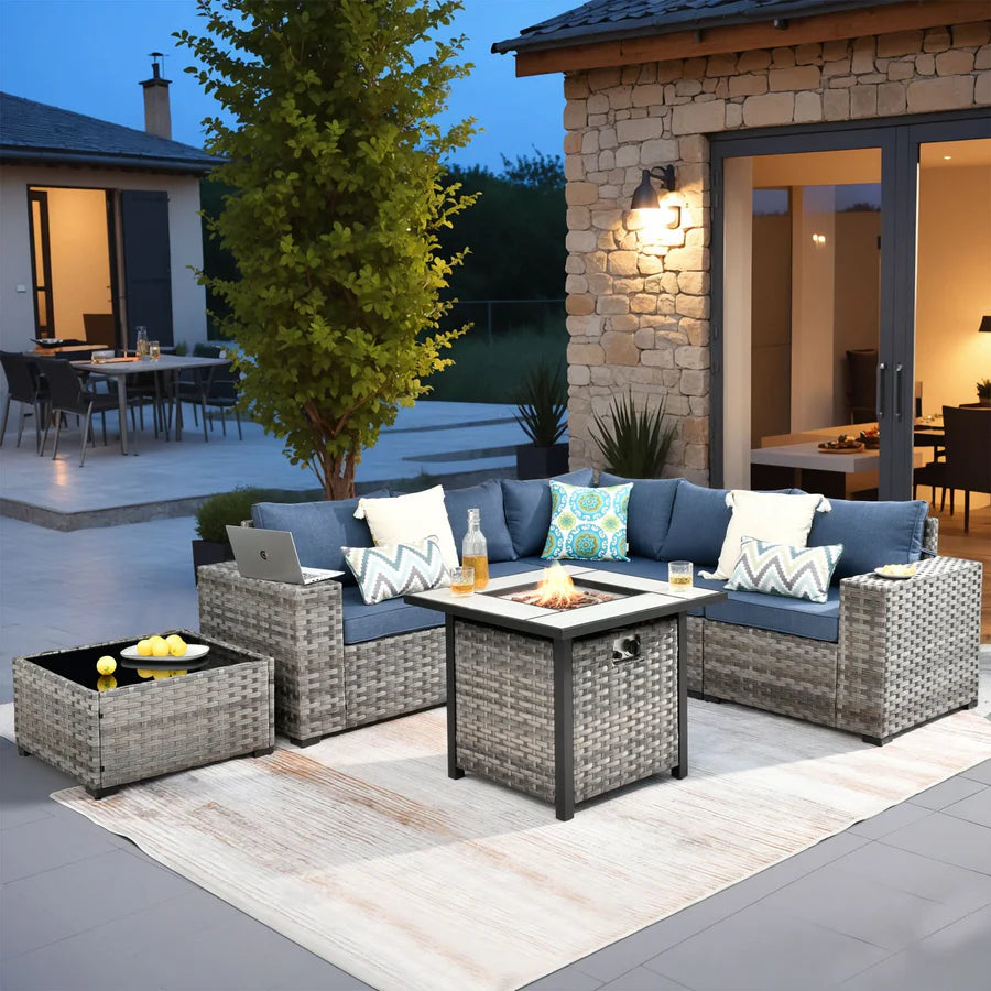 7-Piece Outdoor Furniture Set with 7.68'' Wide Armrests