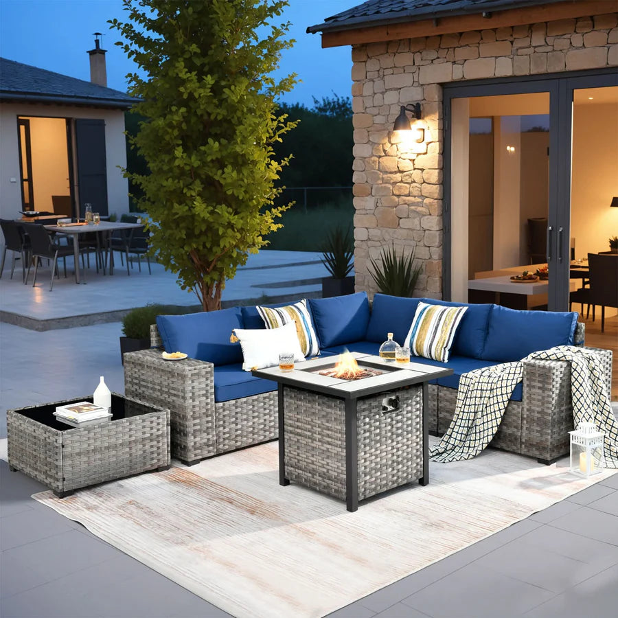 7-Piece Outdoor Furniture Set with 7.68'' Wide Armrests