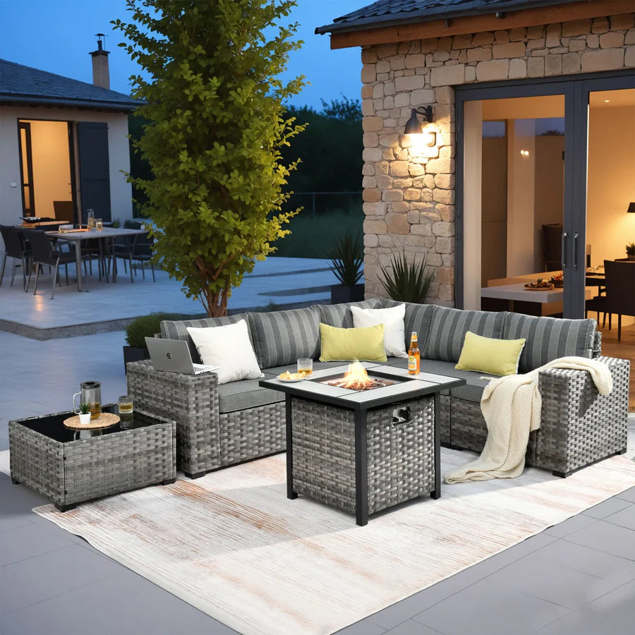7-Piece Outdoor Furniture Set with 7.68'' Wide Armrests