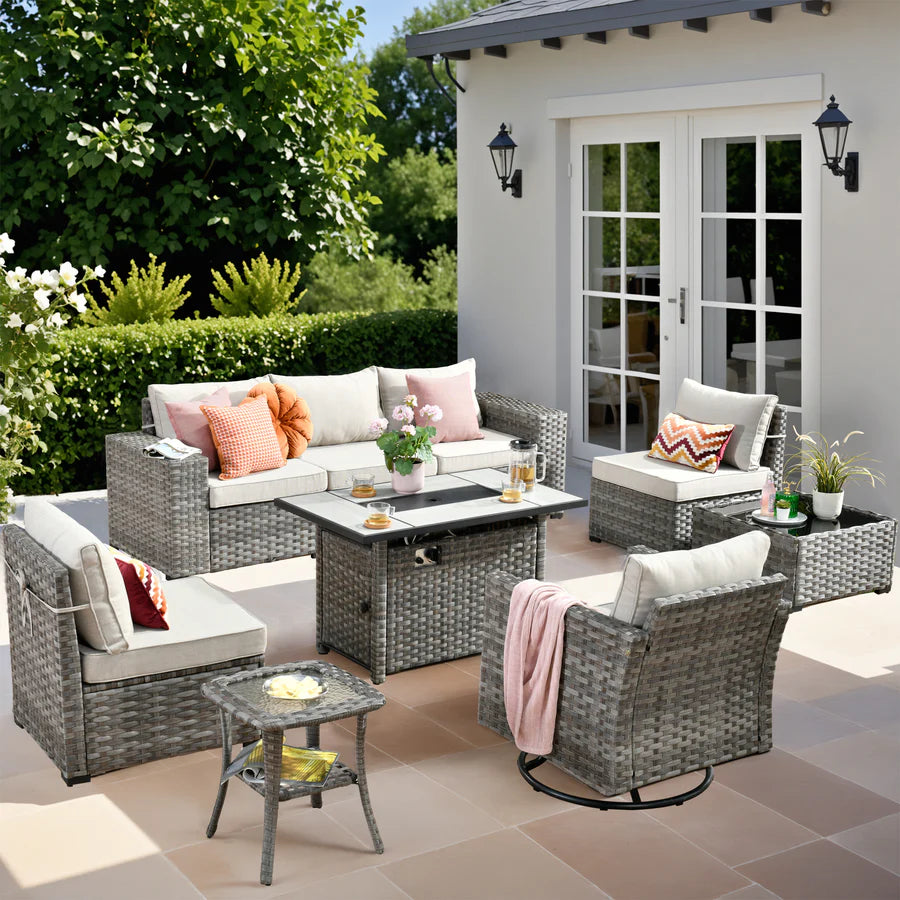 9-Piece Outdoor Furniture Set with 7.68'' Wide Armrests