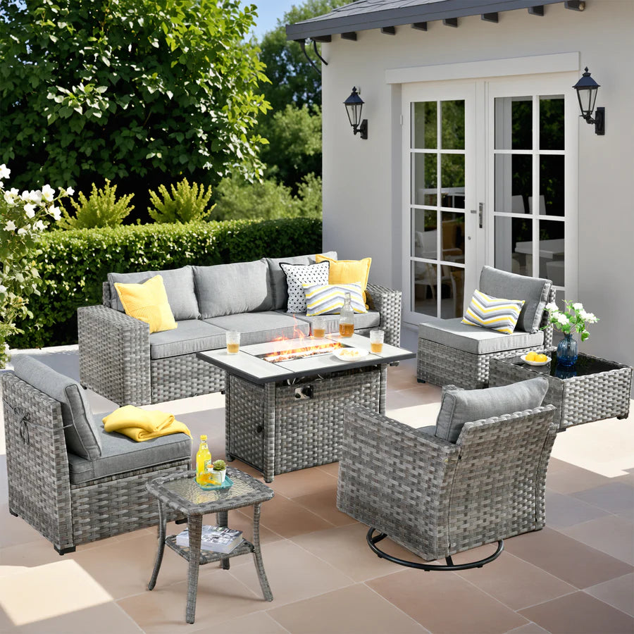 9-Piece Outdoor Furniture Set with 7.68'' Wide Armrests