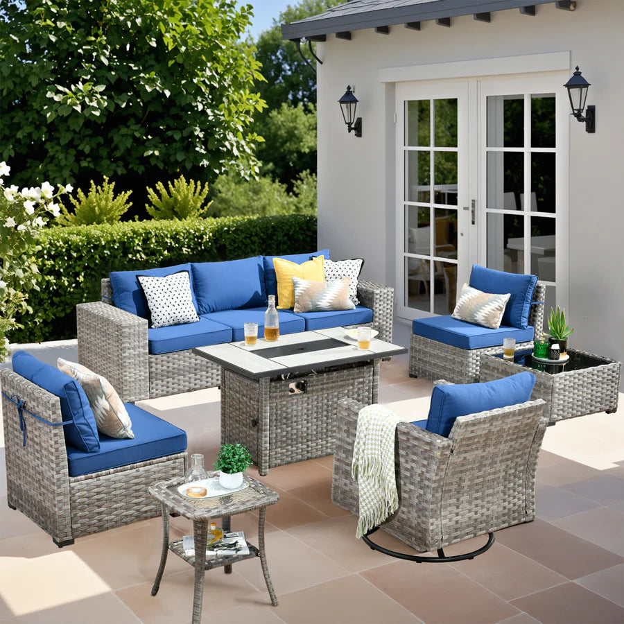 9-Piece Outdoor Furniture Set with 7.68'' Wide Armrests