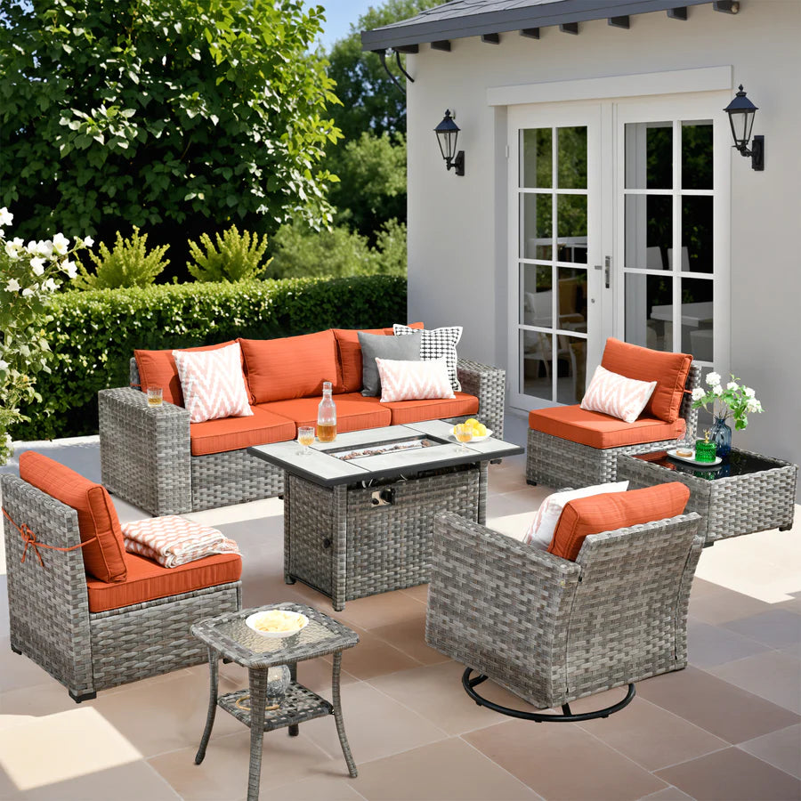 9-Piece Outdoor Furniture Set with 7.68'' Wide Armrests