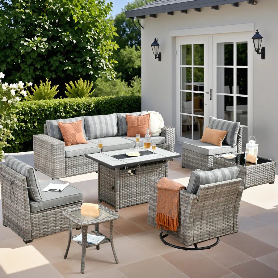 9-Piece Outdoor Furniture Set with 7.68'' Wide Armrests