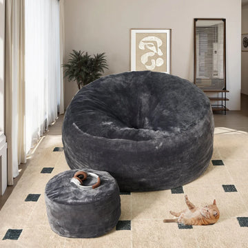 Bean Bag Chair Removable Cover, High-Rebound Filling Cozy Furniture for Living Room, Bedroom