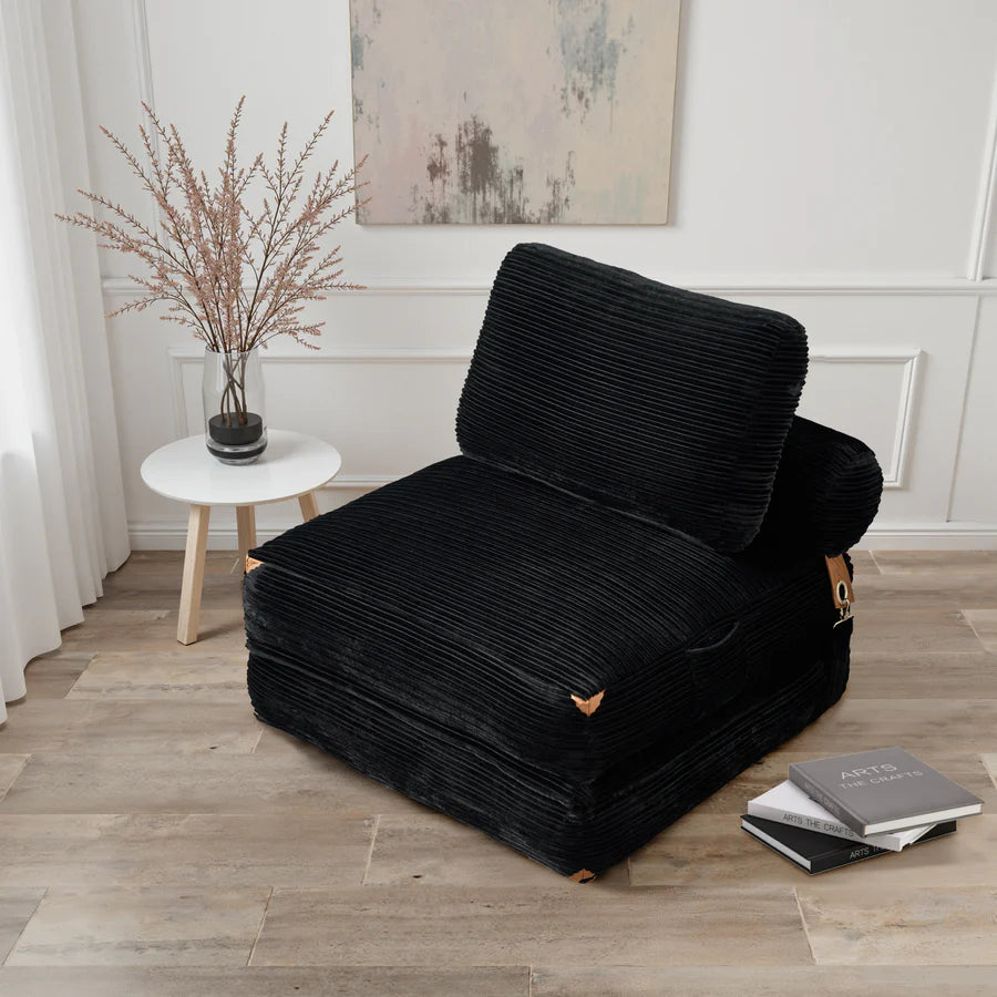 Bean Bag Bed Folding Sofa Bed – Convertible Sleeper Chair with Pillow & Back Support