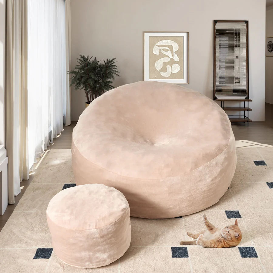 Bean Bag Chair Removable Cover, High-Rebound Filling Cozy Furniture for Living Room, Bedroom