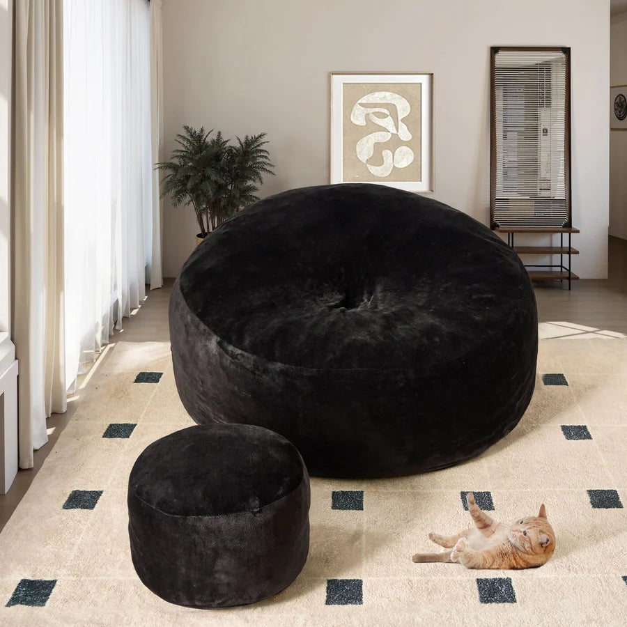 Bean Bag Chair Removable Cover, High-Rebound Filling Cozy Furniture for Living Room, Bedroom