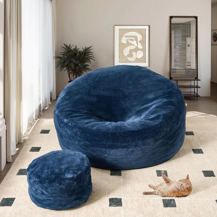 Bean Bag Chair Removable Cover, High-Rebound Filling Cozy Furniture for Living Room, Bedroom