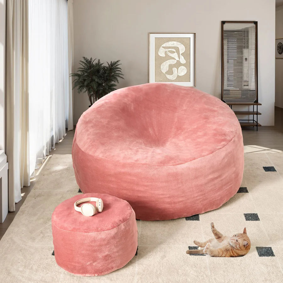 Bean Bag Chair Removable Cover, High-Rebound Filling Cozy Furniture for Living Room, Bedroom