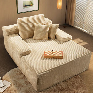 Boneless Chaise Lounge,Luxurious Faux Fur, No Assembly Required