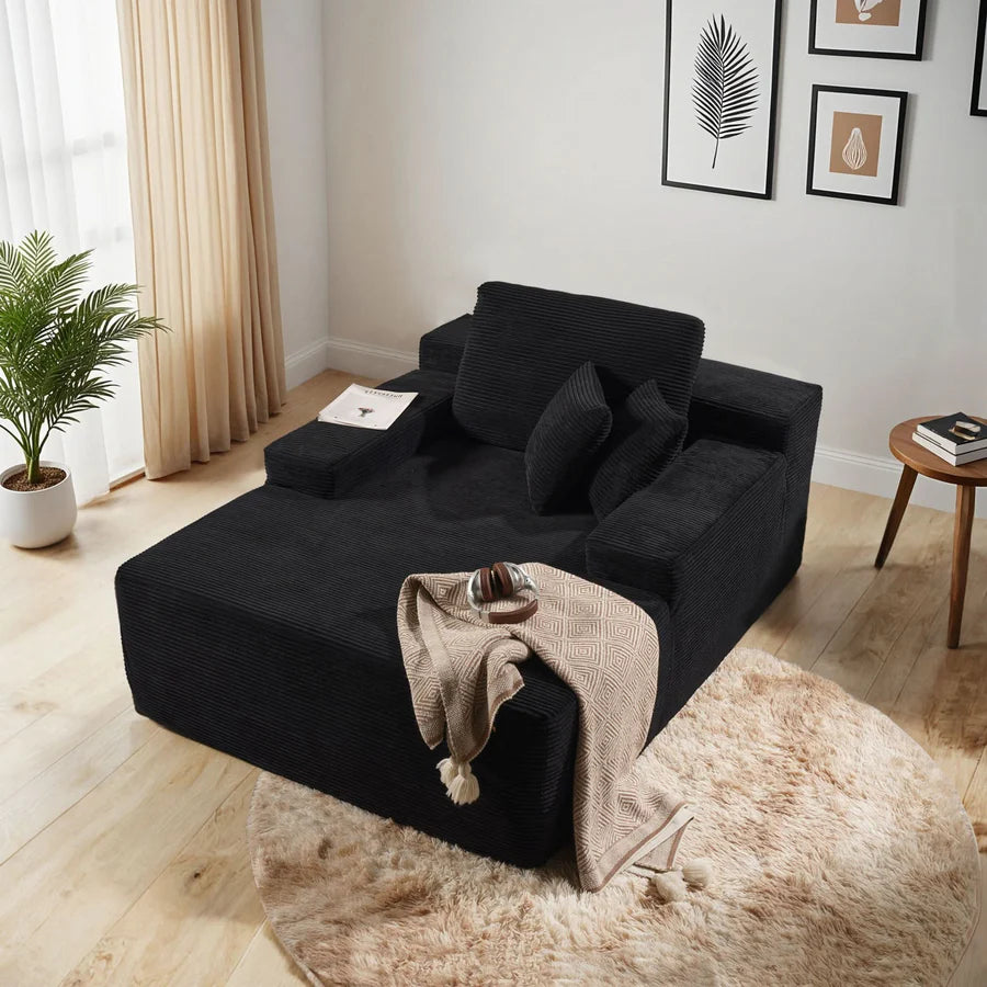 Boneless Chaise Lounge,Luxurious Faux Fur, No Assembly Required
