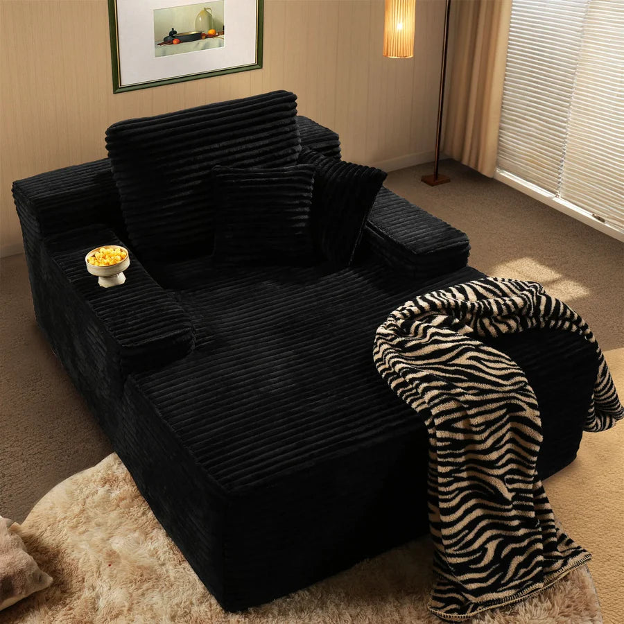 Boneless Chaise Lounge,Luxurious Faux Fur, No Assembly Required