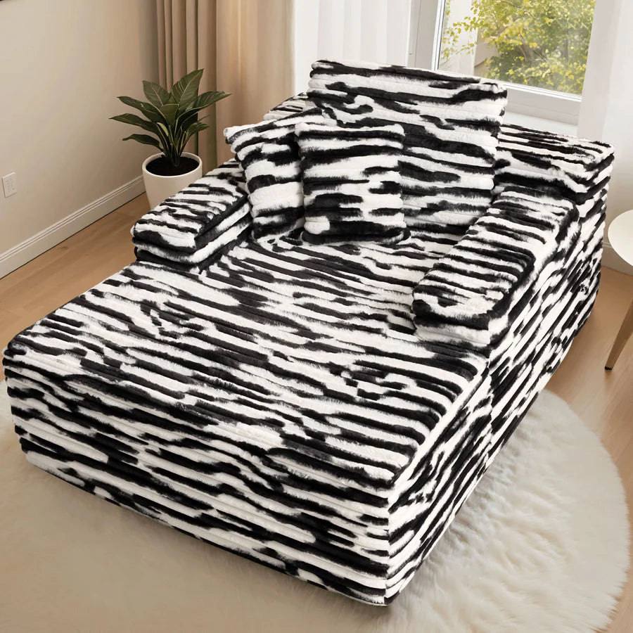 Boneless Chaise Lounge,Luxurious Faux Fur, No Assembly Required