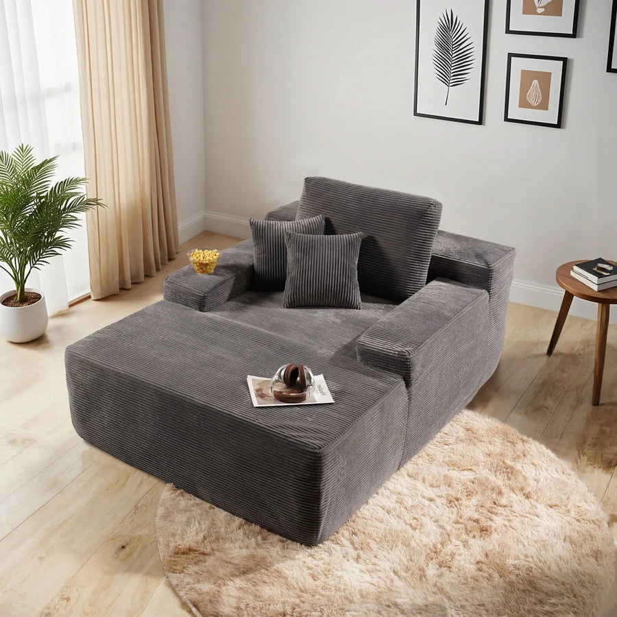 Boneless Chaise Lounge,Luxurious Faux Fur, No Assembly Required