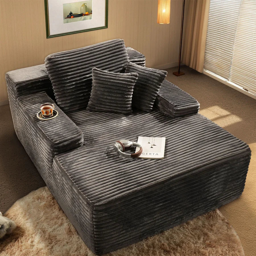Boneless Chaise Lounge,Luxurious Faux Fur, No Assembly Required