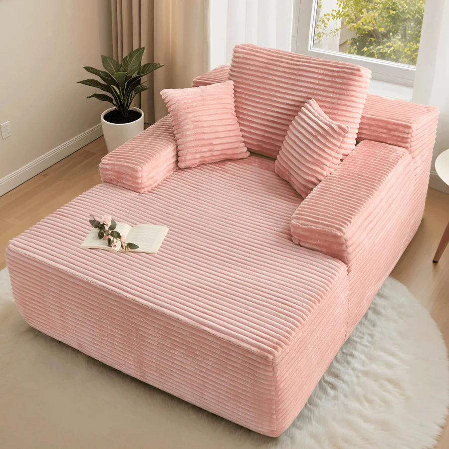 Boneless Chaise Lounge,Luxurious Faux Fur, No Assembly Required